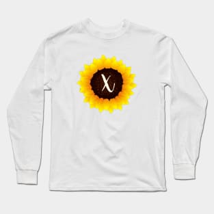 Floral Monogram X Bright Yellow Sunflower Long Sleeve T-Shirt